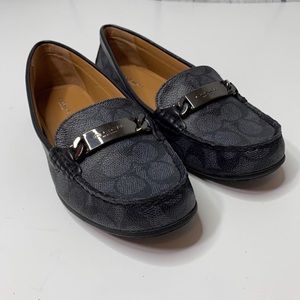 COACH black/gray Loafers with Metal Logo